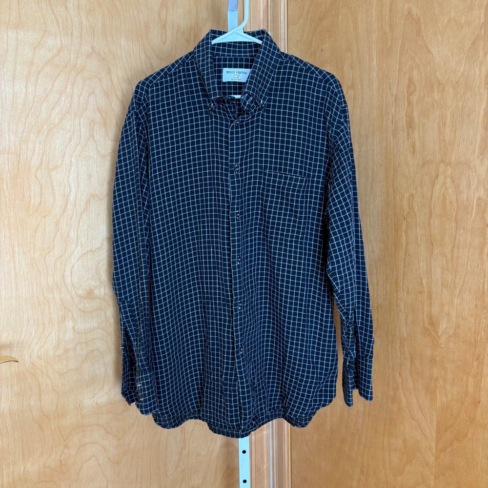 Enrico Venturi‎ Camicie Mens Navy White Grid Button Down Shirt Made in Italy
